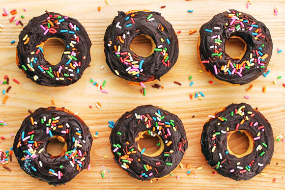 Chocolate Frosted (Vanilla) Doughnuts