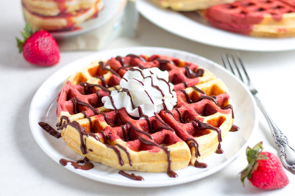 Red Velvet Marbled Waffles