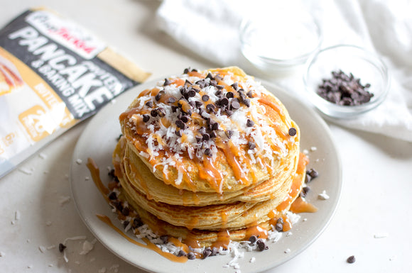 Chocolate Caramel Coconut Pancakes