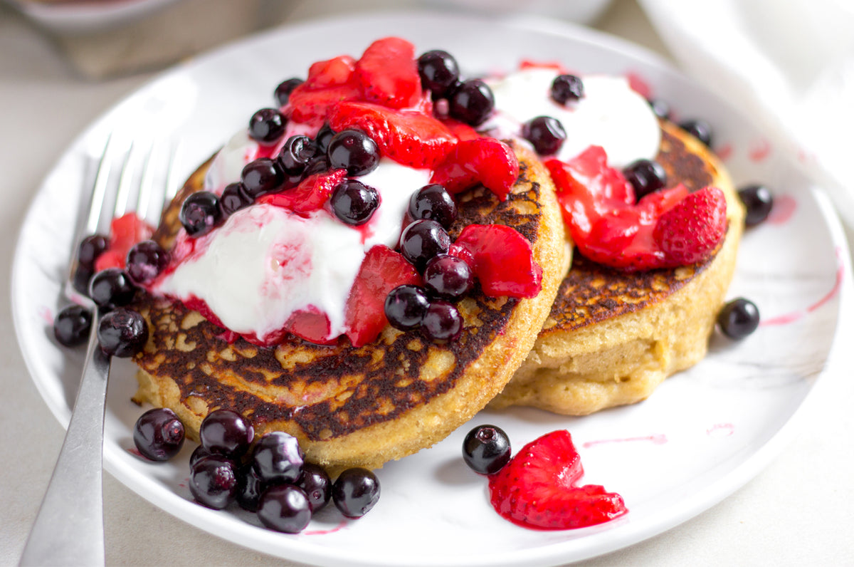 FlapJacked Crumpets with Spiced Berries and Yogurt